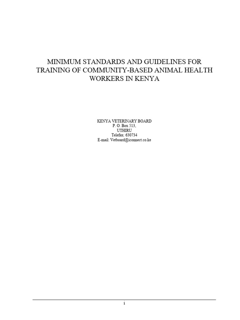 Training Standards for Animal Health Workers | PDF | Veterinary ...