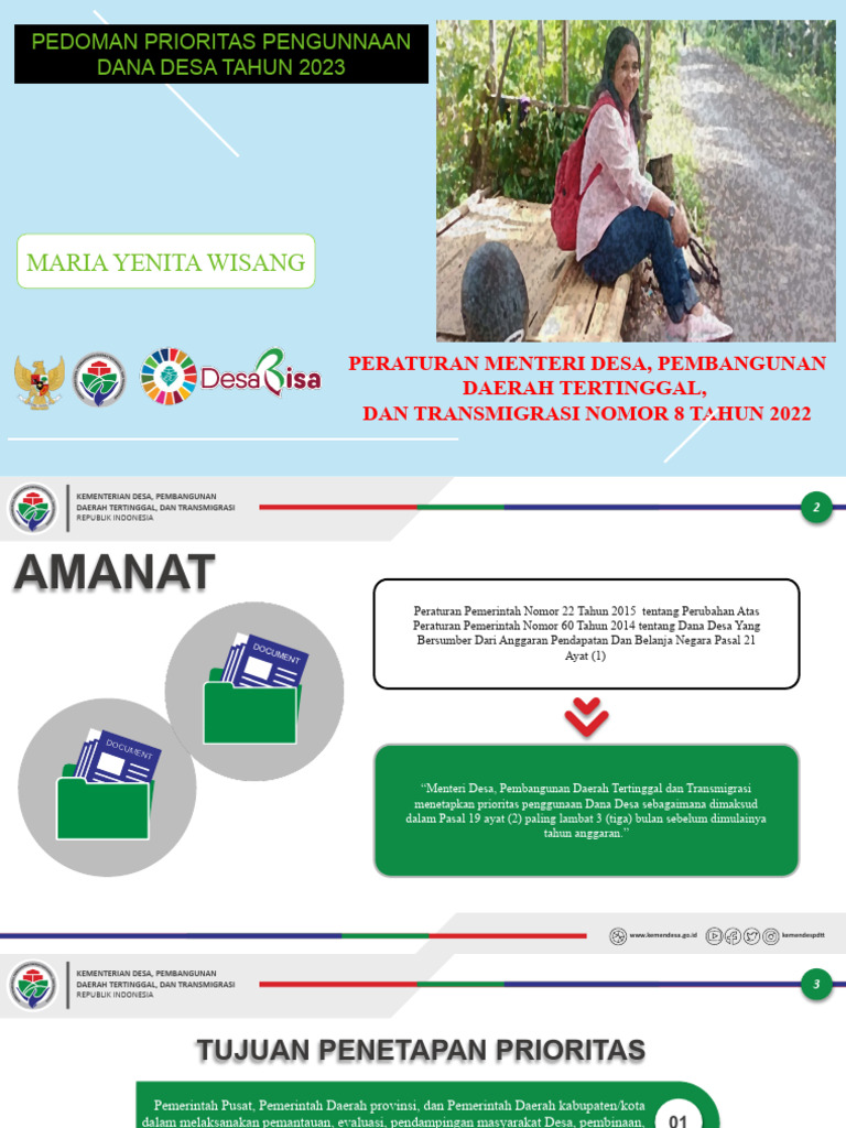 Permendes PDTT No 8 Tahun 2022 Tentang Prioritas Penggunaan Dana Desa