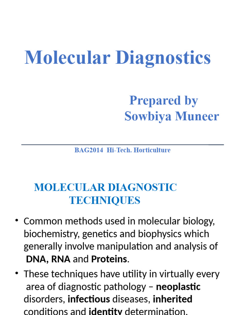 Molecular Diagnostics Techniques Overview | PDF | Polymerase Chain ...