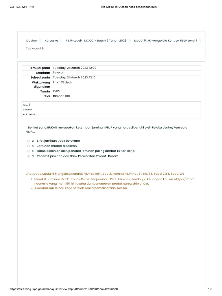Ulasan Tes Modul 5 PBJP Level 1 | PDF