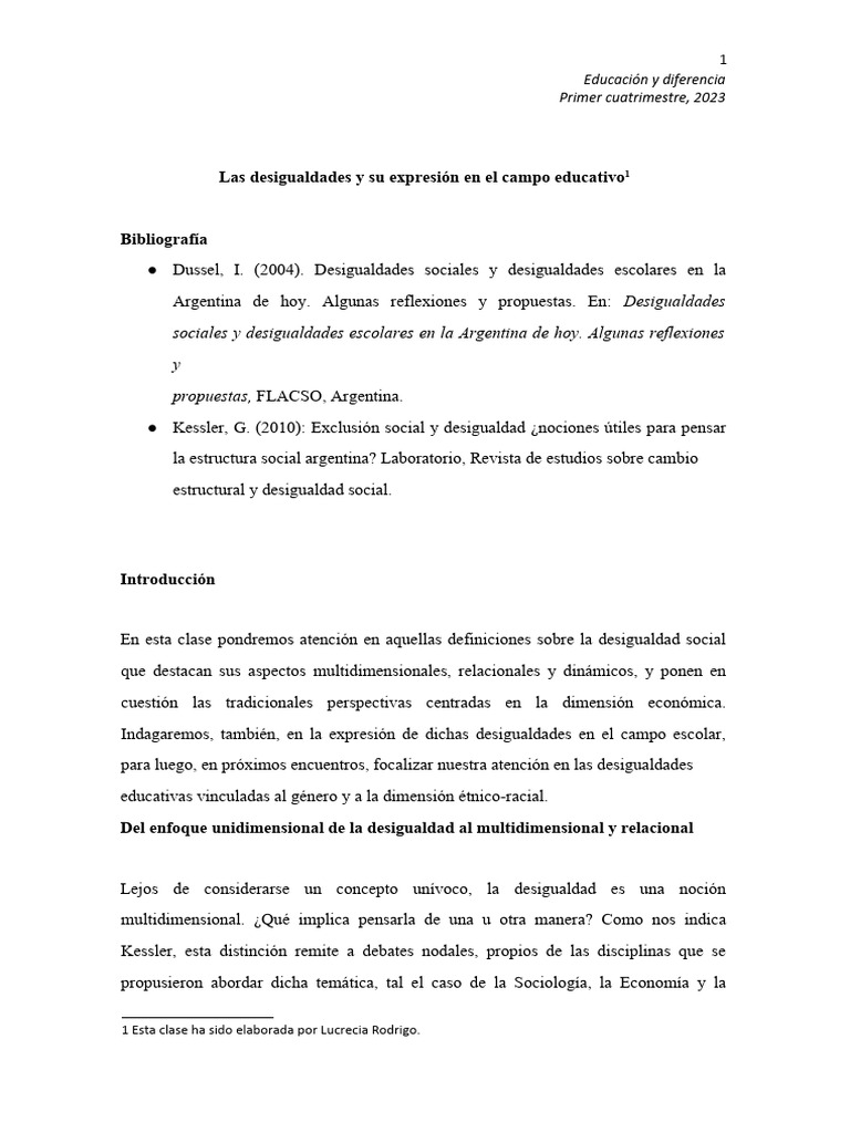 1 Desigualdades en El Contexto Escolar | PDF | Desigualdad social ...