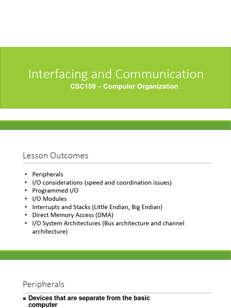 05 Interfacing and Communication | PDF | Input/Output | Central ...