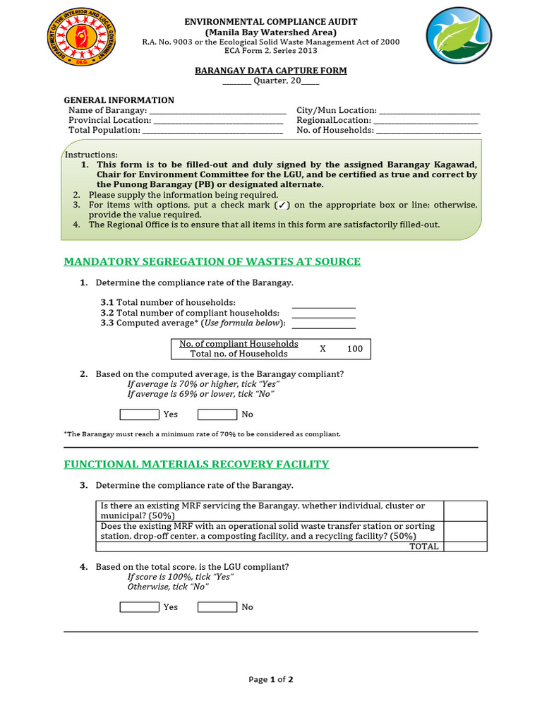 ECA DCF Barangay | PDF
