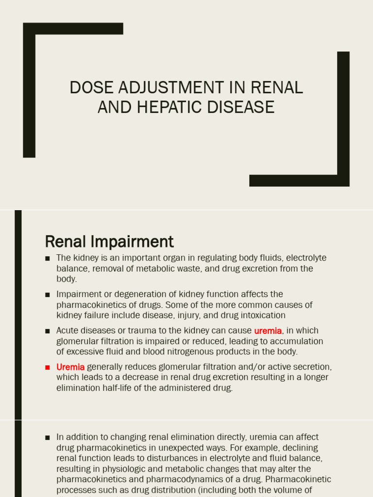 Renal and Hepatic Dose Adjustment Guide | PDF | Hemodialysis | Creatinine