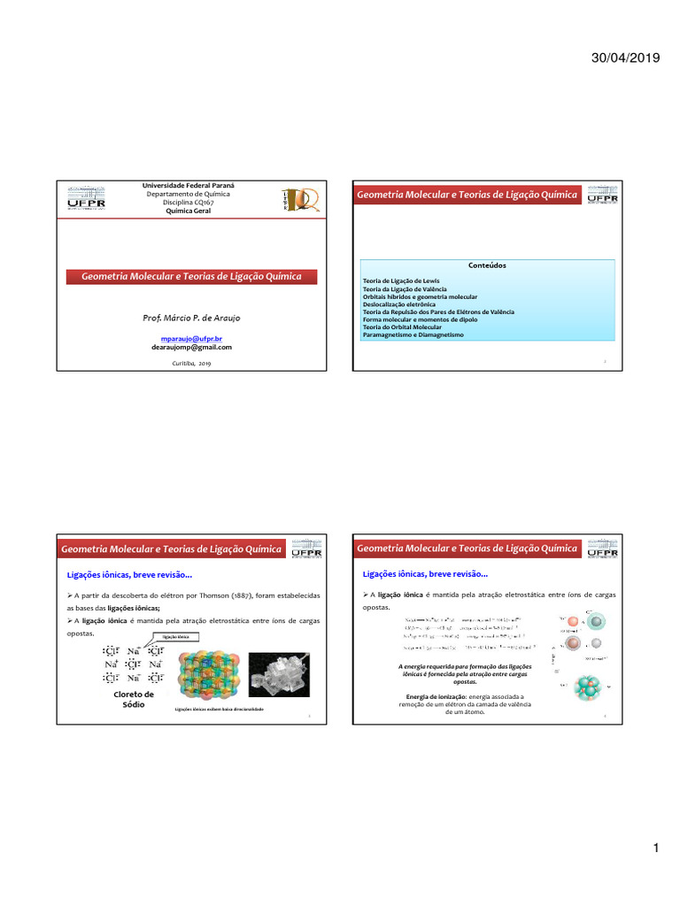 Geometria Molecular E Teorias De Ligação Química Pdf Ligação