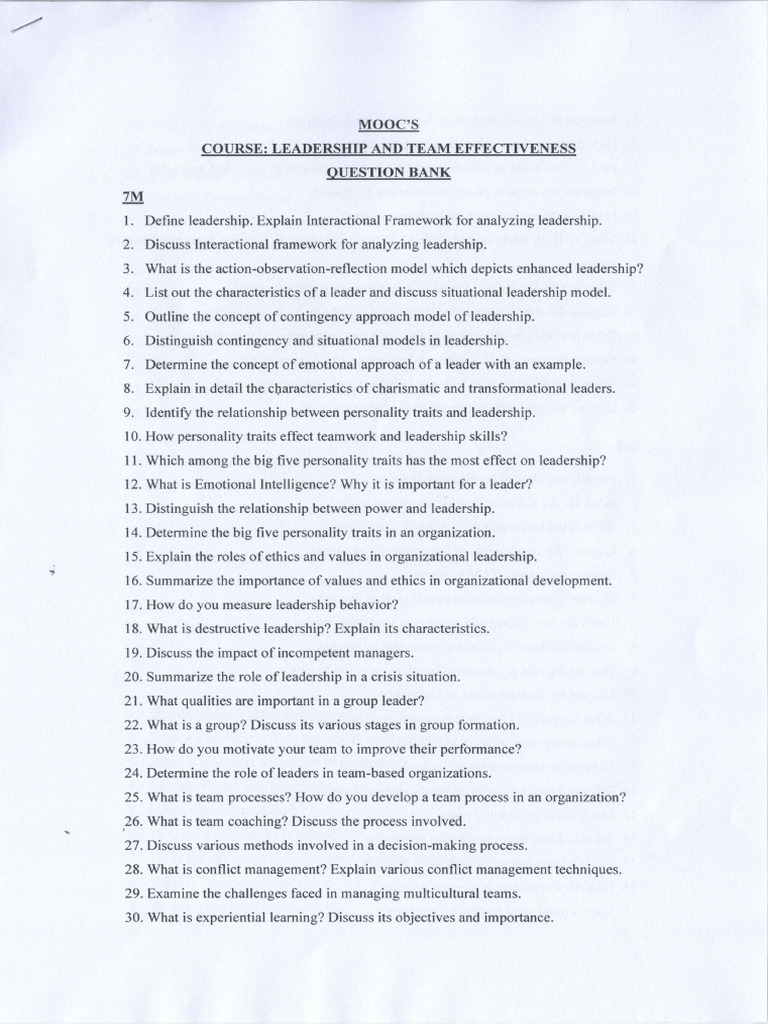 Leadership Team Effectiveness Moocs Qb Pdf Leadership