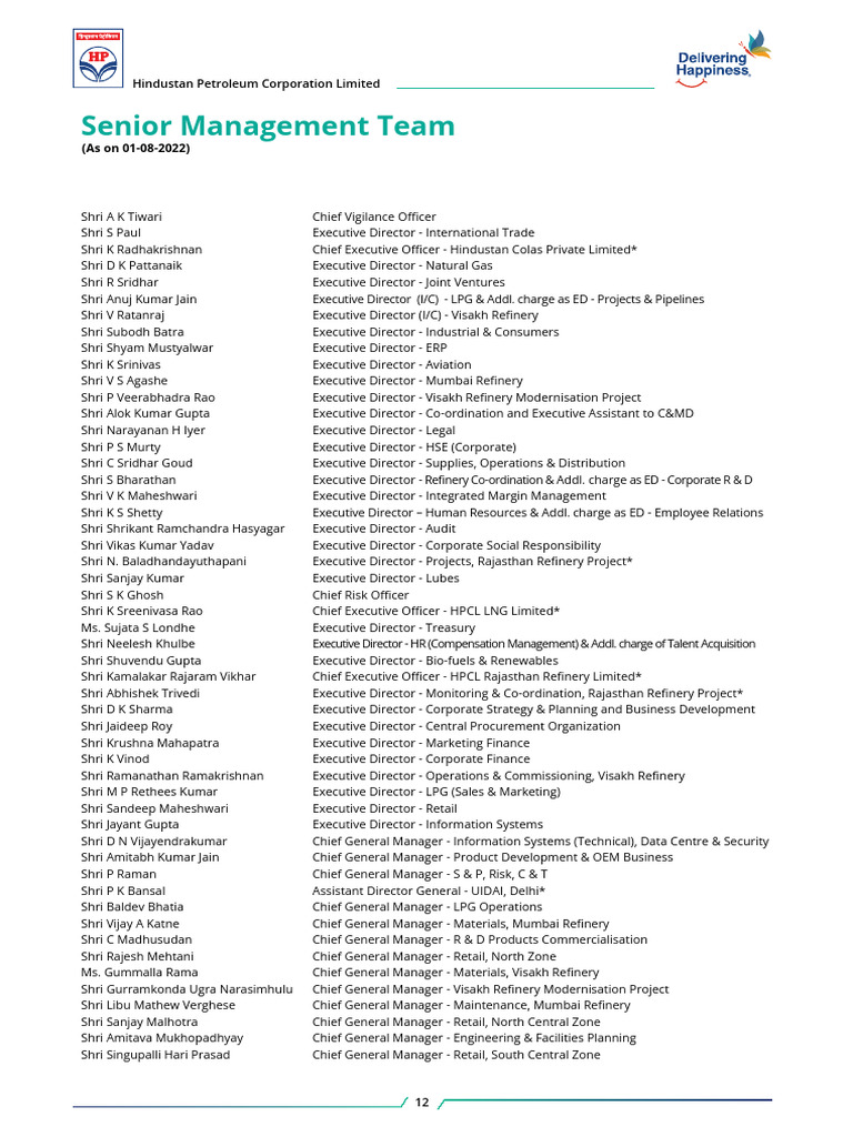 Senior Management Team | PDF