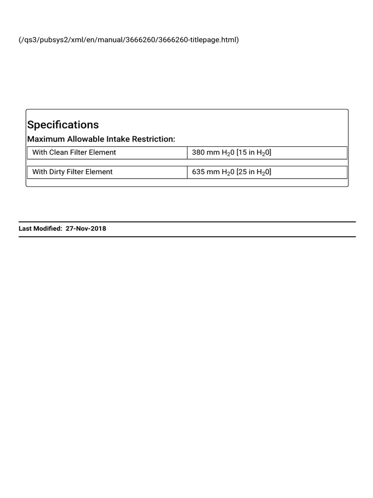 Air Intake Restriction QSK45 and QSK60 PDF