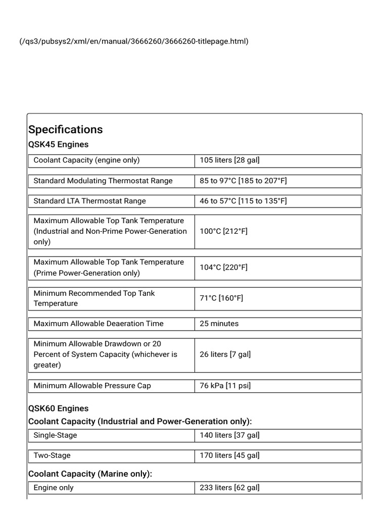 Coolant Spesification QSK45 and QSK60 PDF