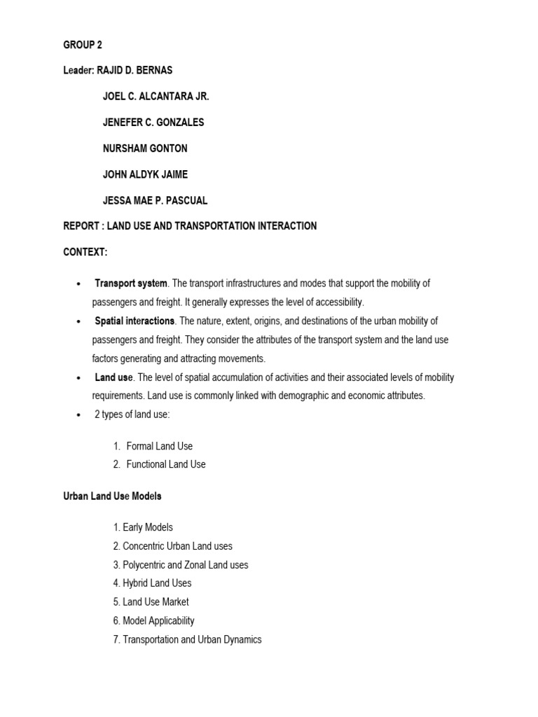 Land Use and Transportation Interaction PDF Public Transport