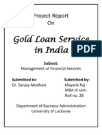 Gold Loan Service in India: Project Report On