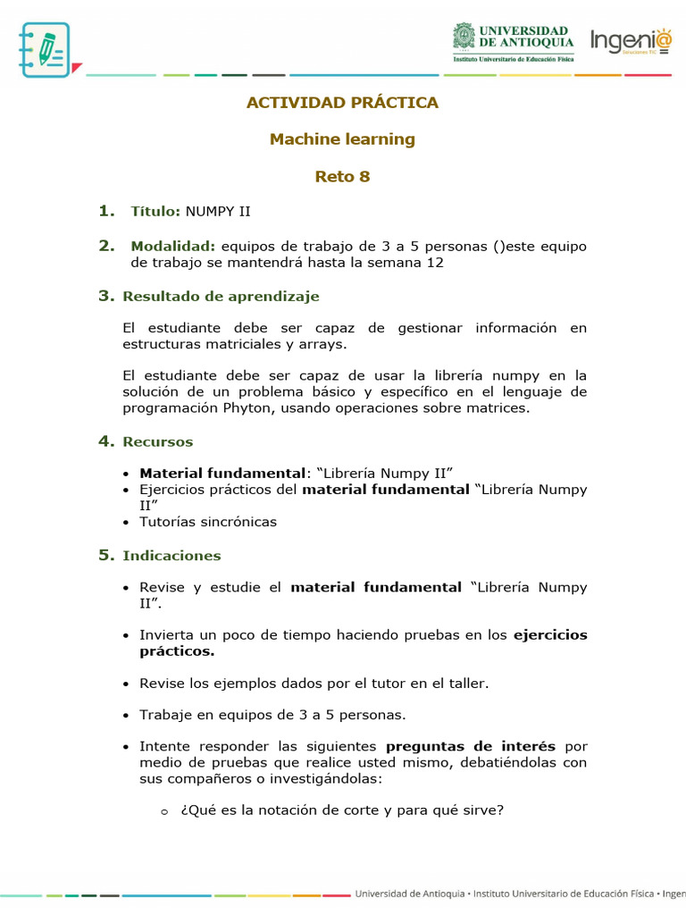 RETO 8. Machine Learning | PDF