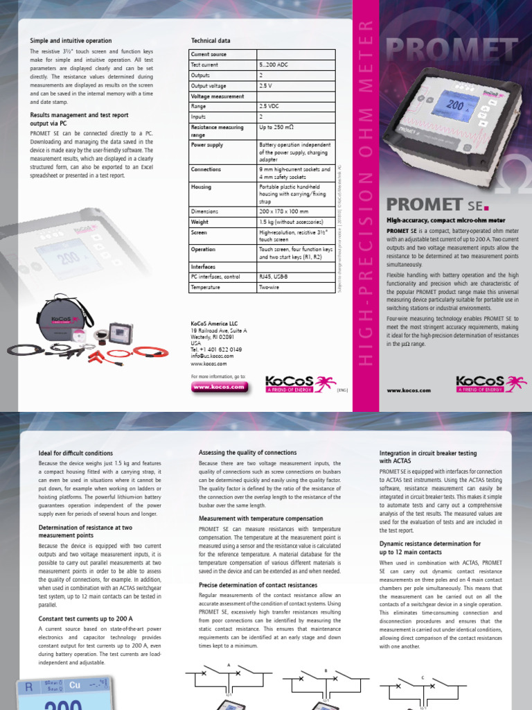 High-Precision Micro-Ohm Meter PROMET SE | PDF | Electrical Resistance ...