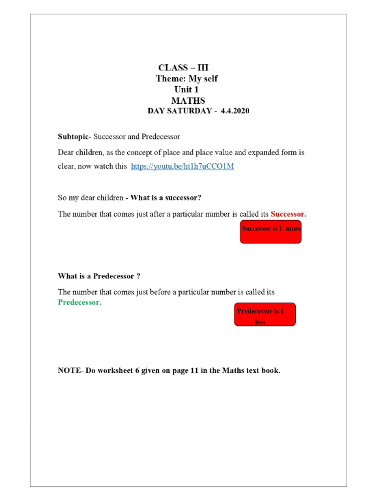 Class 3 Maths Chapter 1 Worksheet 3 PDF