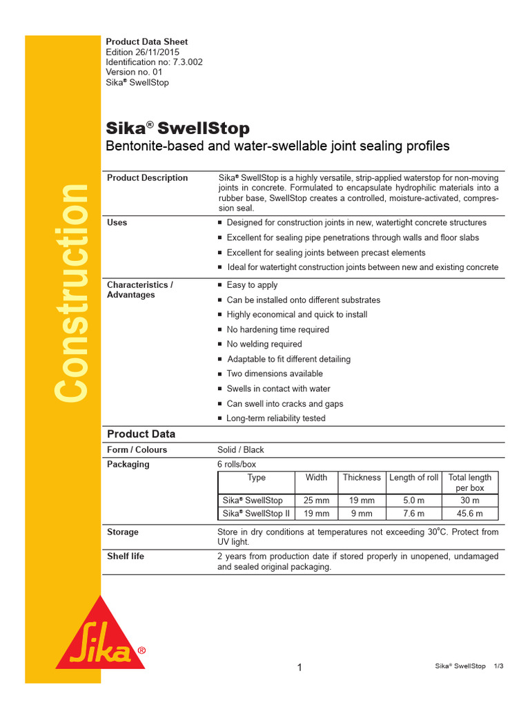 Sika® SwellStop PDF Concrete Adhesive