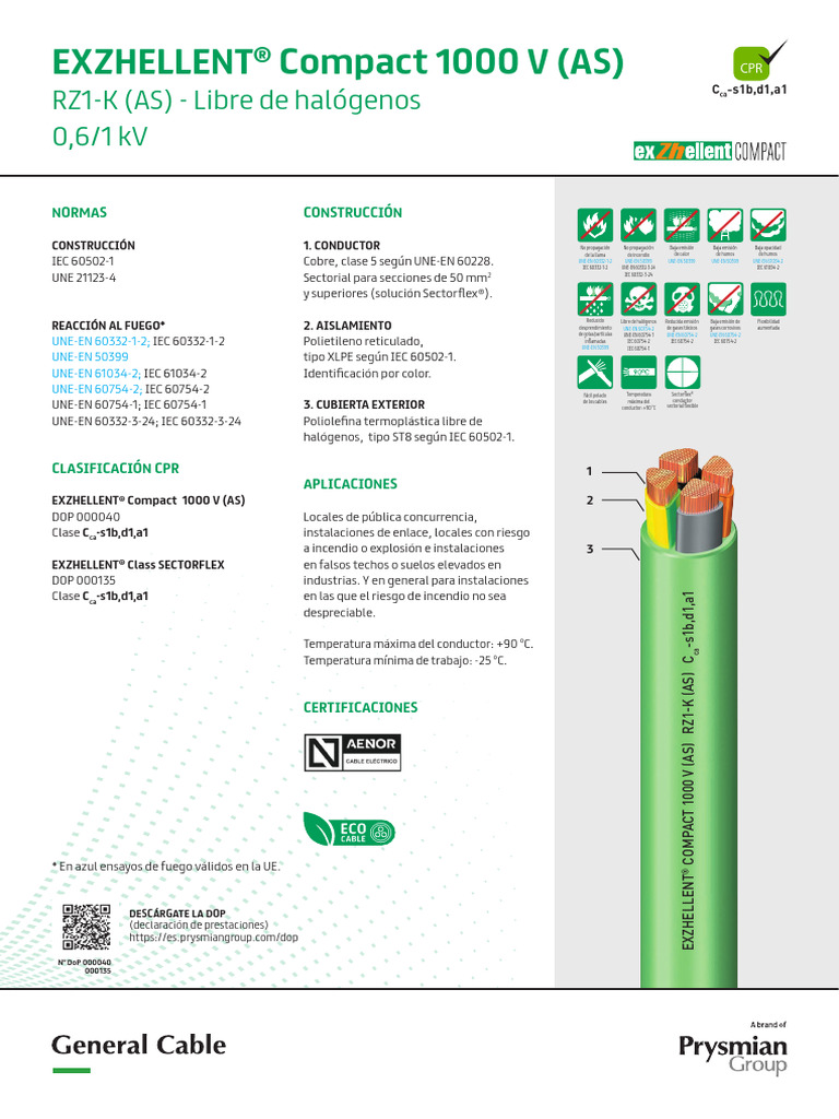 Exzhellent Compact 1000V RZ1 K Cca s1b d1 A1 MAR23 | PDF