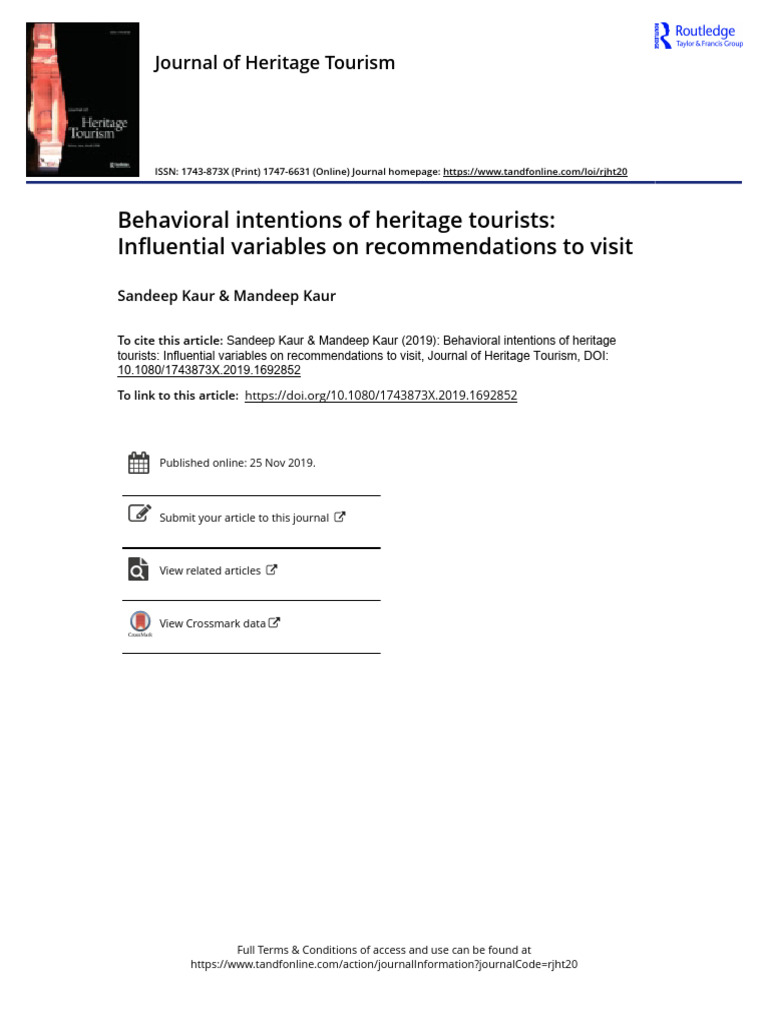 Heritage Tourists' Recommendations Study | PDF