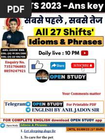 Idioms & Phrases (SSC MTS 2023 TIER - I) 81 Q.