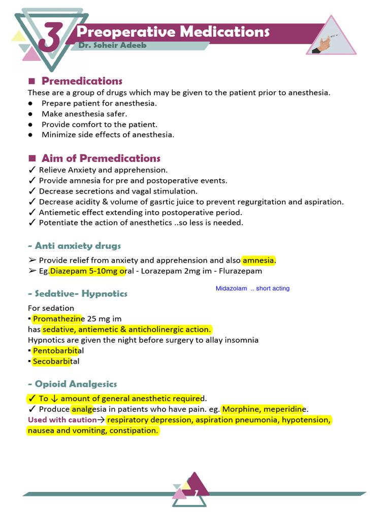 Preoperative Medication Overview | PDF