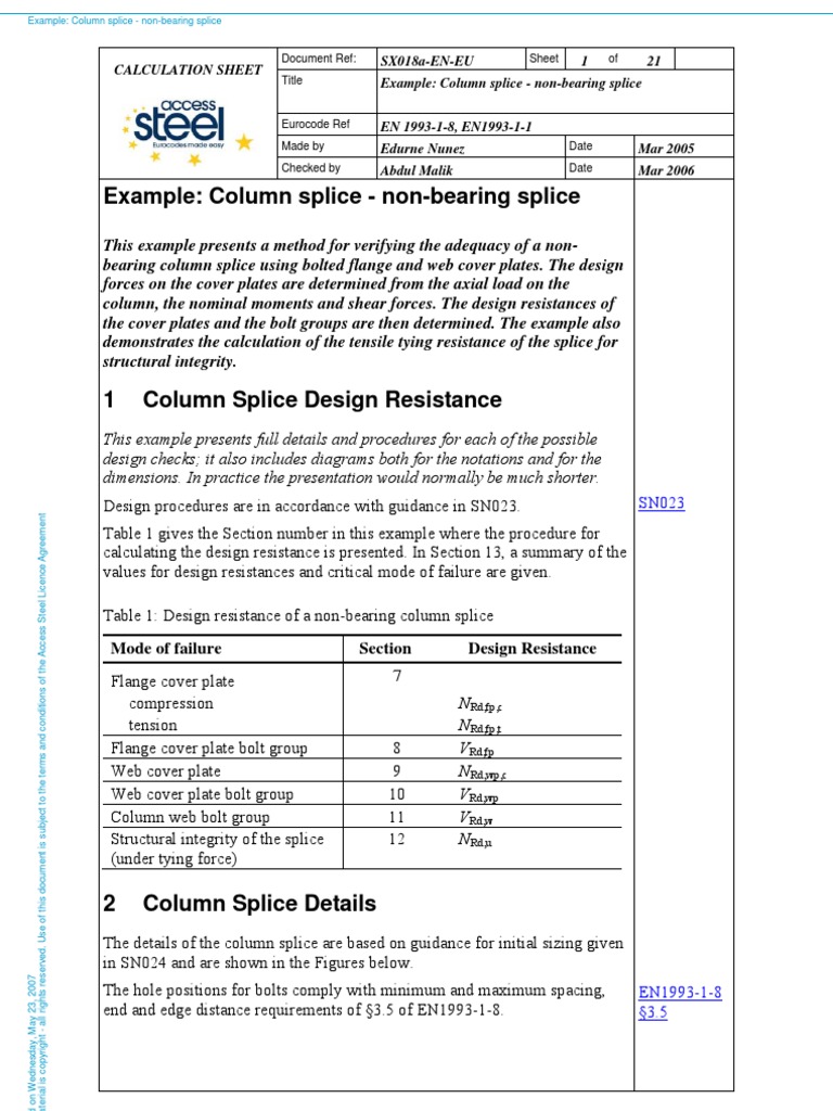 As Design Of Column Splice Column Strength Of Materials