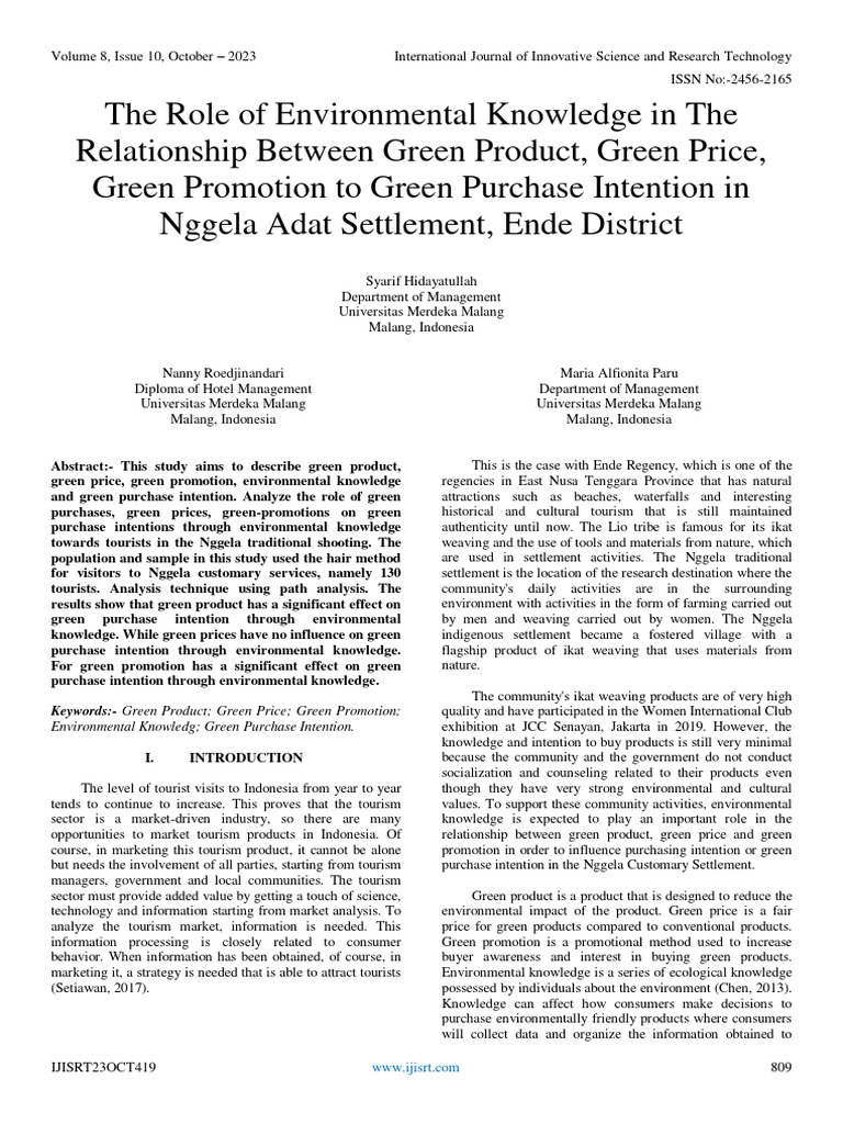 The Role of Environmental Knowledge in The Relationship Between Green