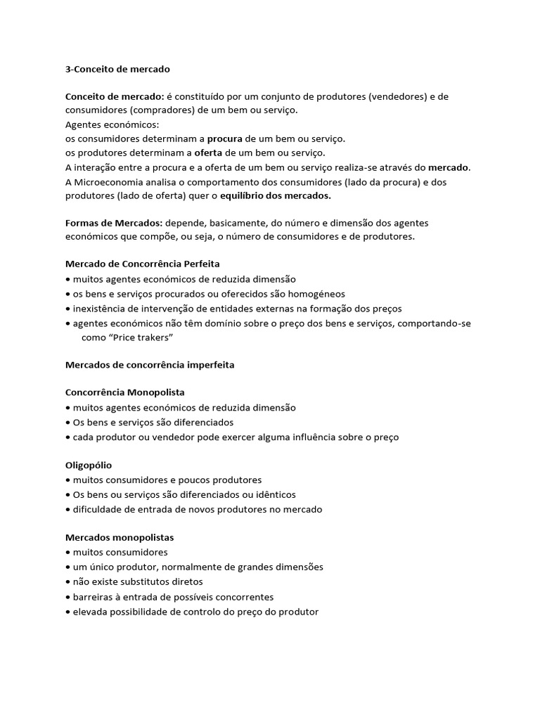 3-Conceito de Mercado, Procura e Oferta e Equilibrio de Mercado | PDF ...