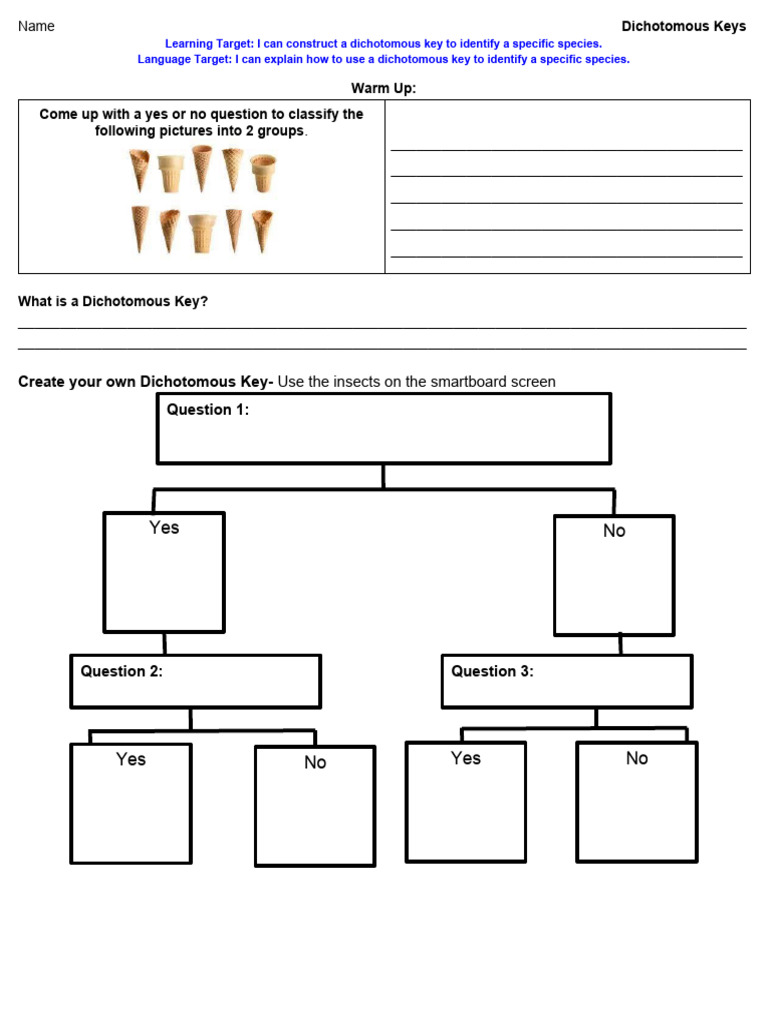 dichotomous keys worksheet | pdf | self-improvement