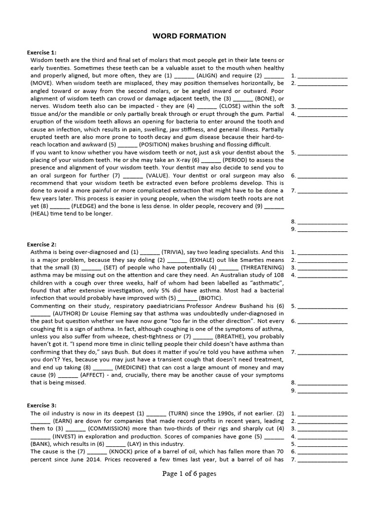 Word Formation Week 1 Download Free Pdf Asthma