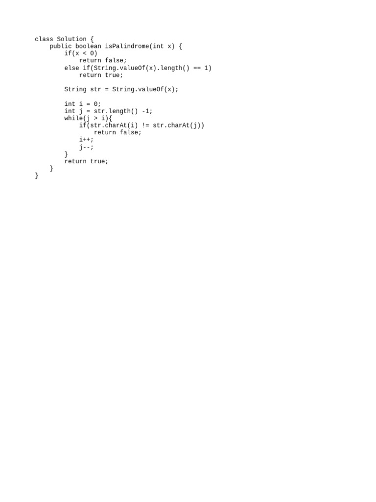Palindrome Number - Java | PDF