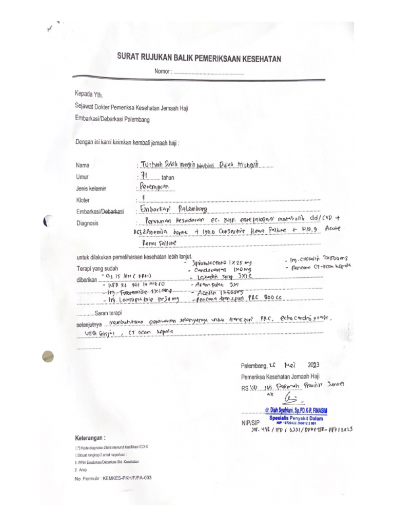 Surat Rujukan Balik Pemeriksaan Kesehatan | PDF