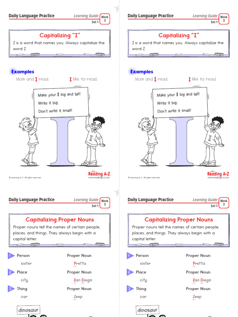 Capitalization Pronouns & Proper Nouns Learning Guide PDF