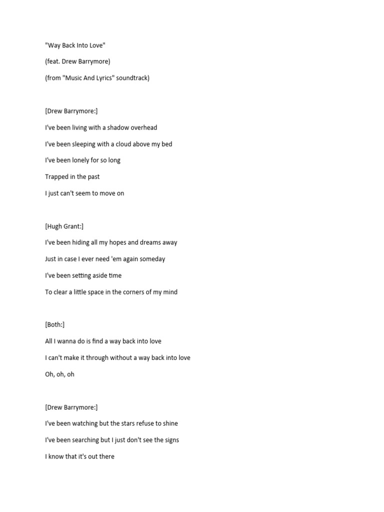 Way back into love lyrics pdf