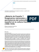 ¿Materia de España . Imaginarios Nacionales y Persistencia Del Estereotipo Español en La Cultura Francesa (1898-1936)