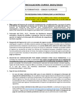 Instrucciones y Documentación Matriculación Curso 2023-24 GS