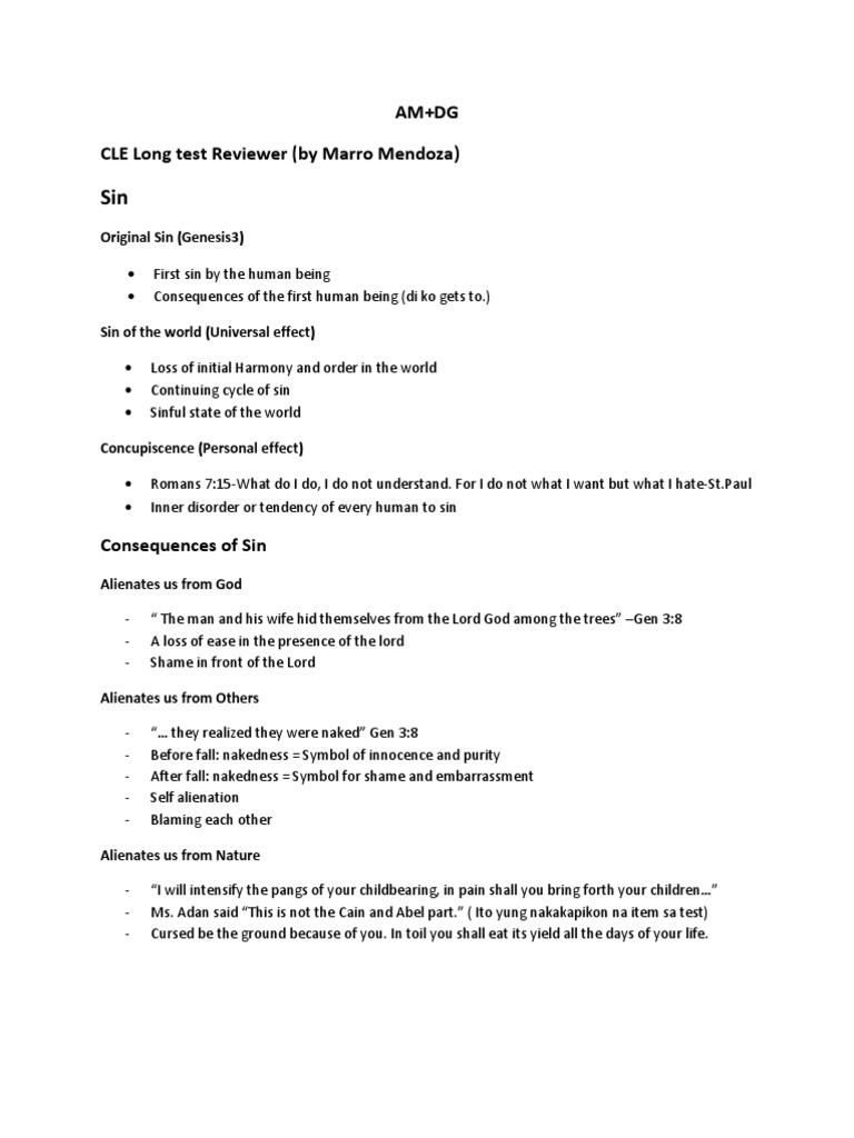 CLE Reviewer: Understanding Sin and Faith | PDF | Abraham | Sarah