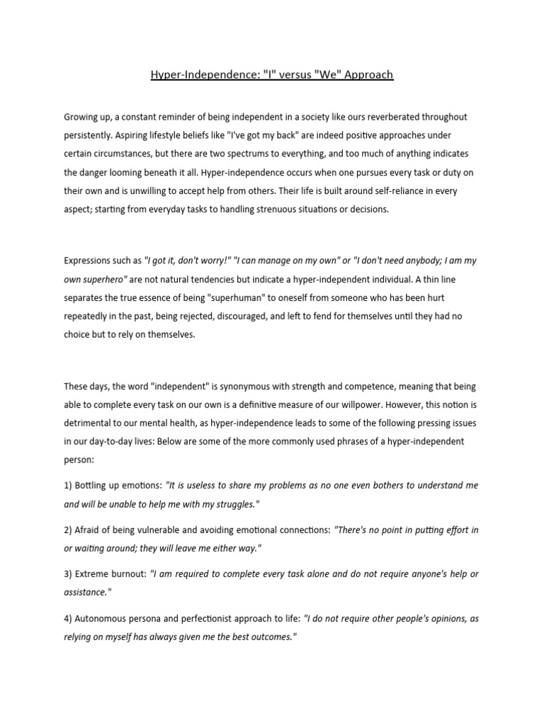 Understanding Hyper-Independence | PDF | Cognition | Social Psychology