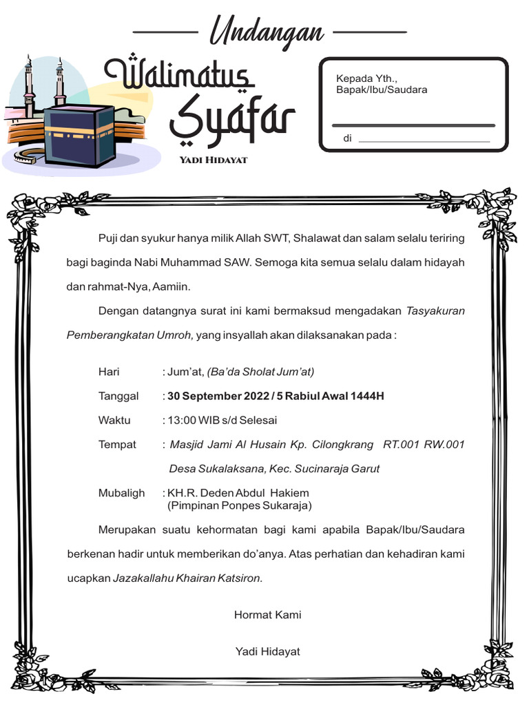 Undangan Umroh Yadi | PDF