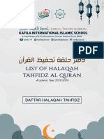 Daftar Halaqah Tahfidz 2023-2024
