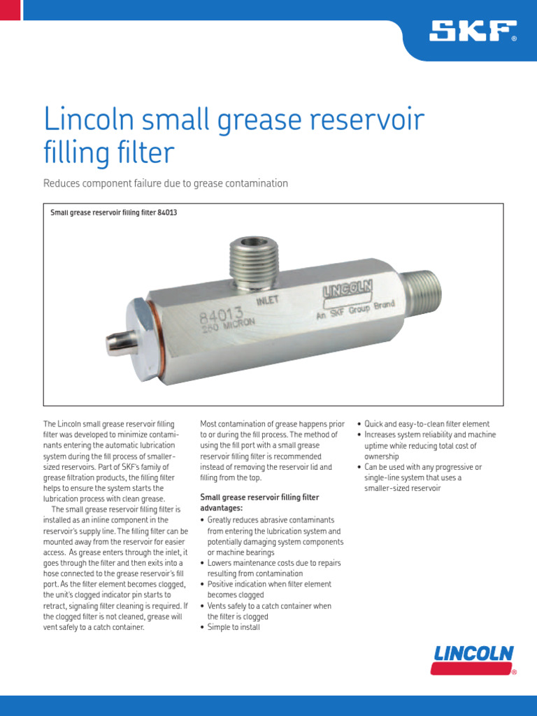 Grease Reservoir Filling Filter 2018 | PDF | Filtration | Bearing ...