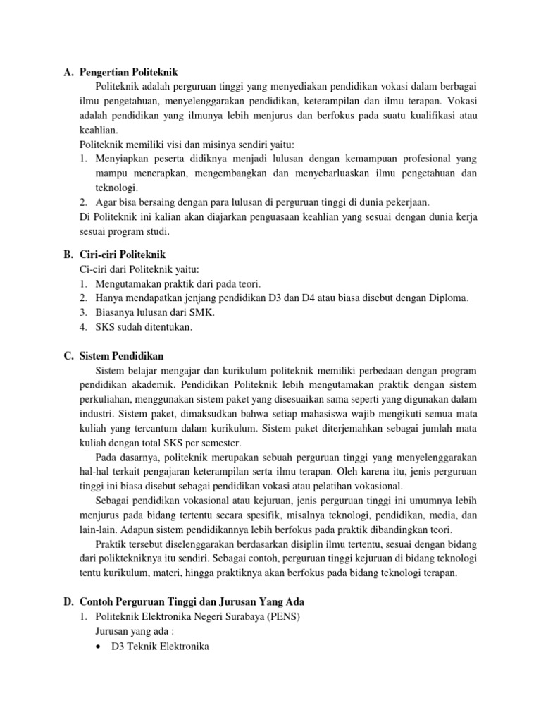 Tentang Politeknik | PDF