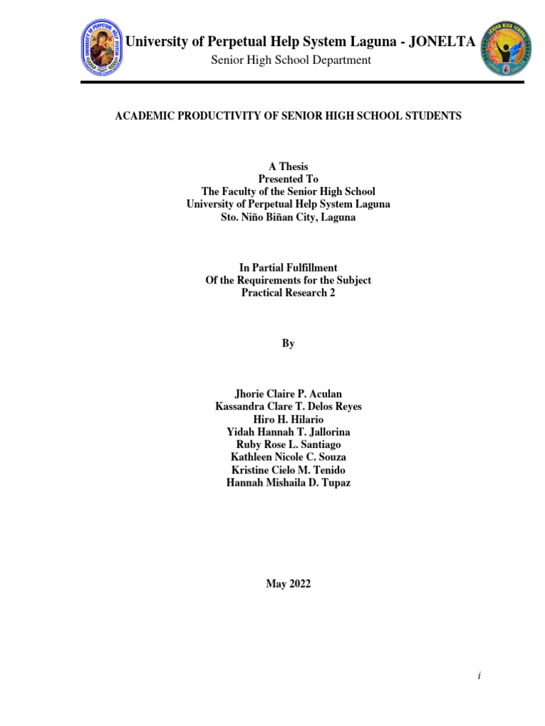 REVISED Group 4 Academic Productivity of Senior High School Students