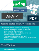 APA 7 Only Getting Started With APA 7 Referencing Webinar