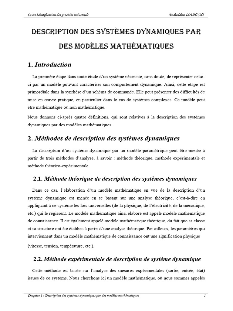 Modèles mathématiques des systèmes dynamiques | PDF | Méthode ...