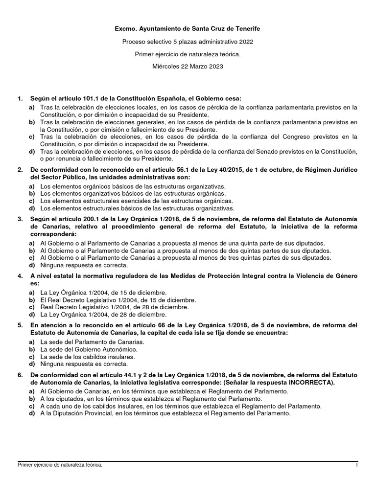 Test de Preguntas sobre Ley 27444 | PDF | Gobierno local | Islas Canarias