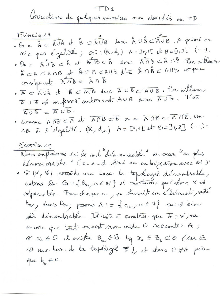Topo TD1 Correction Supplémentaire | PDF