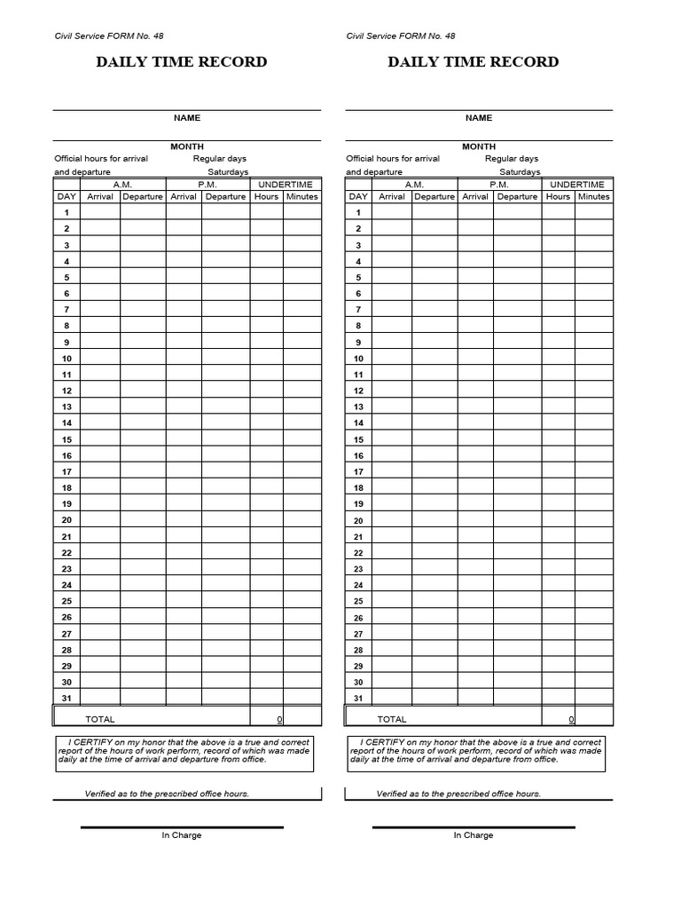 DTR Template PDF
