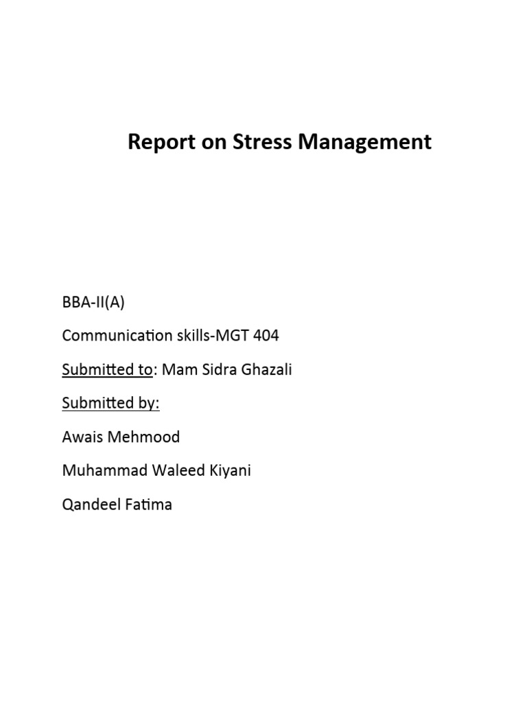 Report On Stress Management | PDF