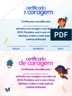 Certificado de Coragem Vacina Colorido Rosa e Azul