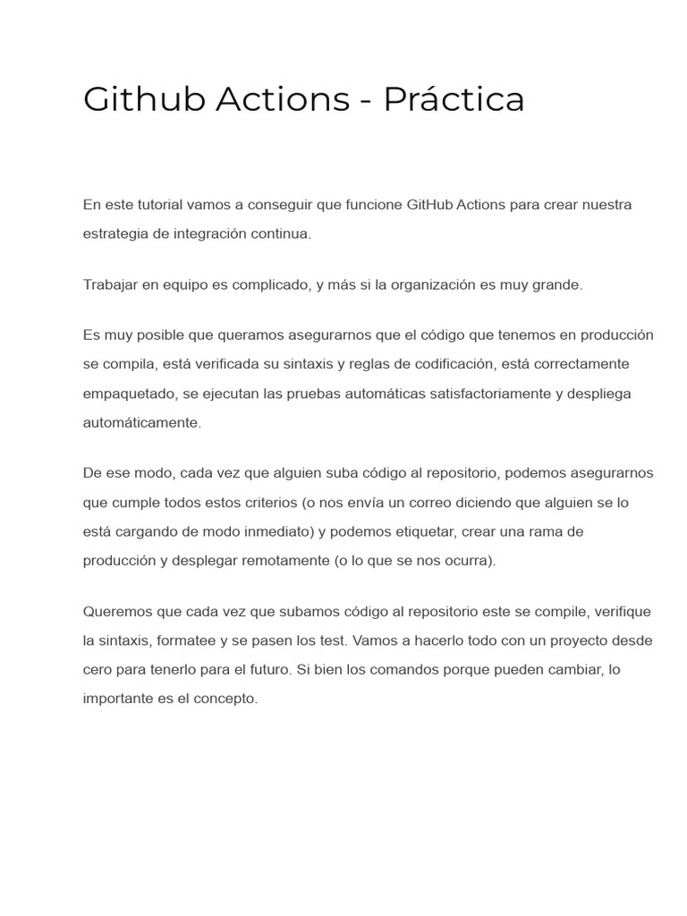 Github Actions - Practica | PDF | Ingeniería Informática | Ciencias de ...