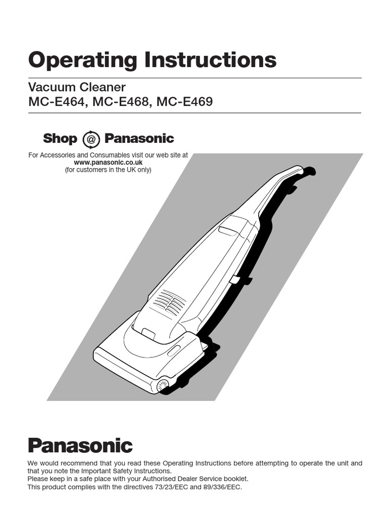 Panasonic Vacuum Cleaner MC-E464/468/469 Guide | PDF | Ac Power Plugs ...